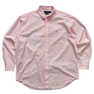 VTG Ralph Lauren Blake Pink Gingham Check Button Down Shirt Men’s L 100% Cotton